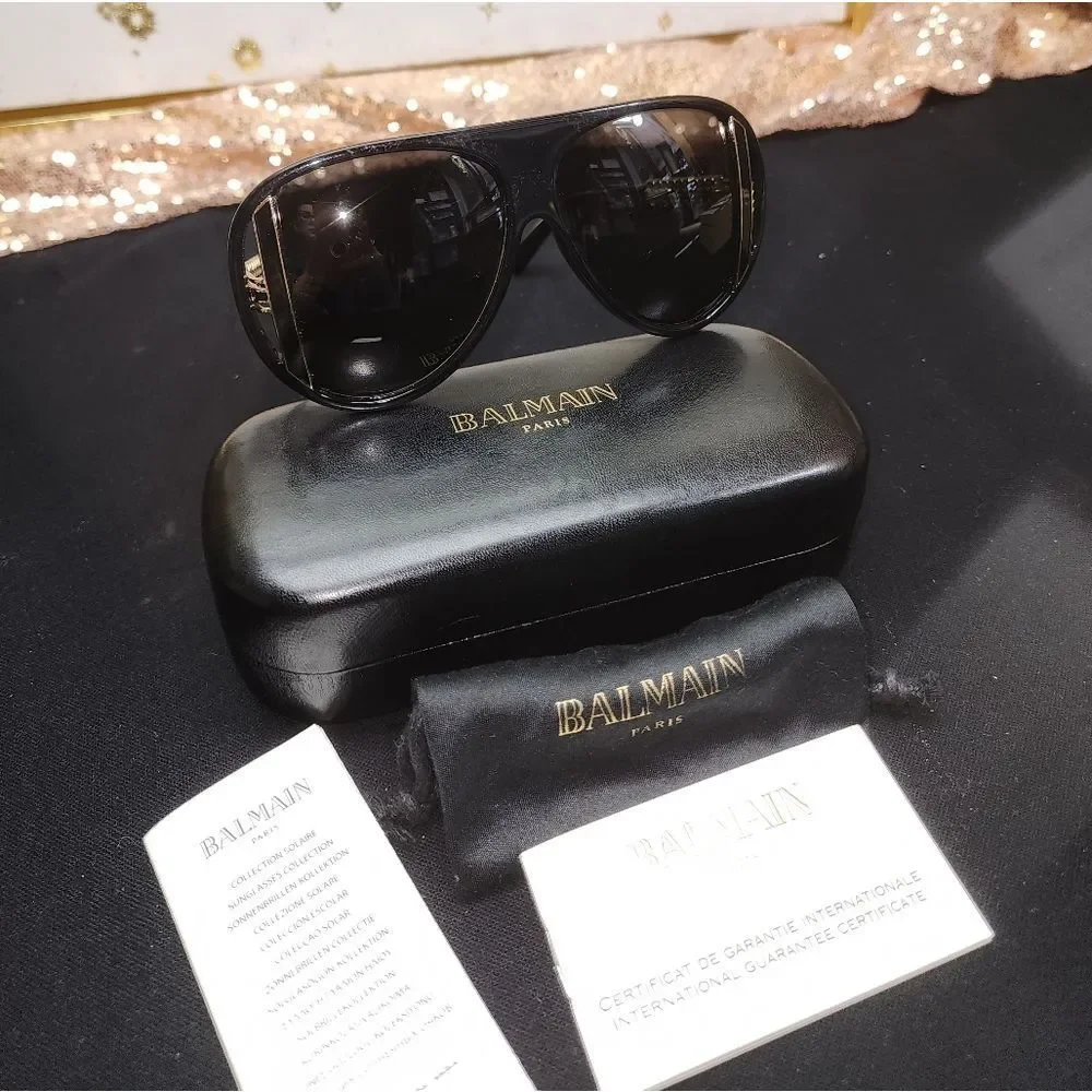 Authentic Balmain BL2061 01 Vintage Sunglasses BLK/GLD